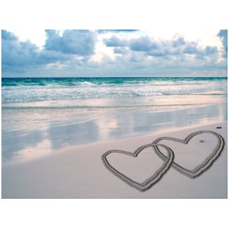 Hearts Drawn in the Sand Post Cards