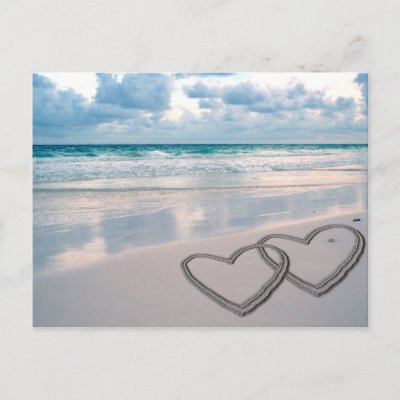 Hearts Drawn in the Sand Post Cards