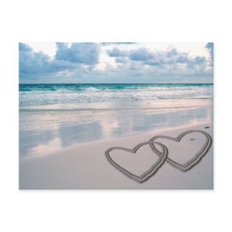 Hearts Drawn in the Sand Post Cards