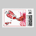 Hearts First Kiss Wedding Postage postage