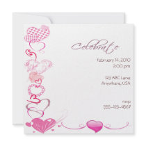 Hearts Galore square invitation