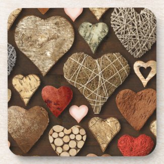 hearts galore (wood) beverage coaster