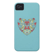 Hearts-In-Heart-On-Blue-Curacao-Pattern iPhone 4 Cover