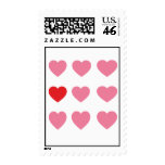 Hearts in Pink and Red Postage postage
