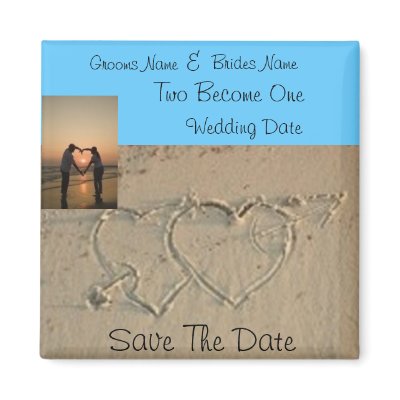 Hearts in Sand Romantic photo save the date magnet by sunkiss3dk