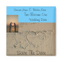 Hearts in Sand Romantic photo save the date magnet