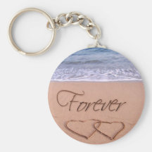 Hearts in the sand forever key chains