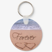 Hearts in the sand forever keychain