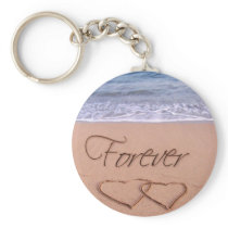 Hearts in the sand forever key chains