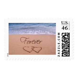 Hearts in the sand forever stamp
