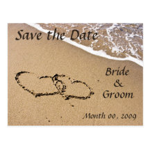 Hearts in the Sand Save the Date Postcards