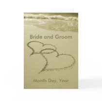 Hearts In The Sand Wedding Announcement Card