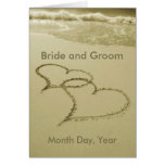Hearts In The Sand Wedding Announcement Card