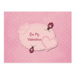 Hearts Ladybugs Valentine Postcard