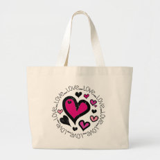 Hearts Love Love Love Tote Bags