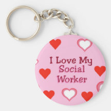 Hearts:  Love My Social Worker Keychain