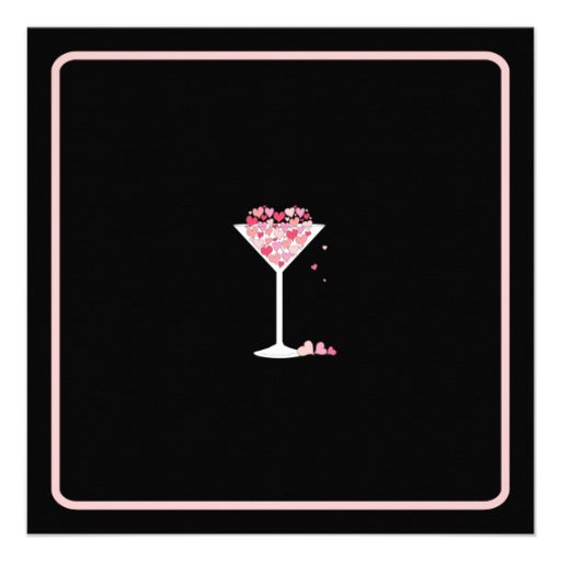 Hearts Martini Valentines Day Party Invitation