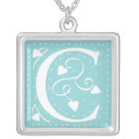 Hearts Monogram Necklace - letter C
