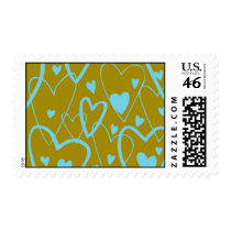 Hearts on Olive Postage