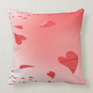 Hearts on Pink Throw Pillow