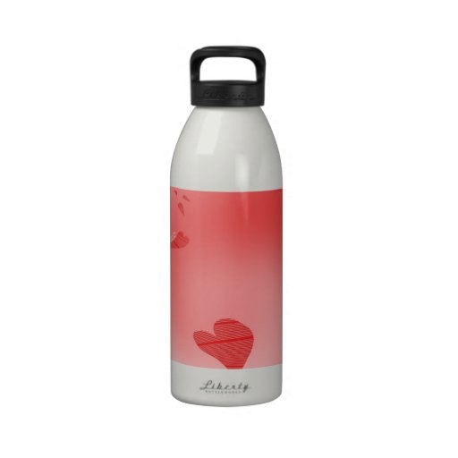 Hearts on Pink Water Bottle
