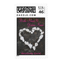 Hearts on the Rock - Bride and Groom Names postage by bluehawaii218 Hearts on the Rock - Bride and Groom Names postage