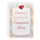 Hearts & Paisley - Wedding - Engagement Invitation invitation