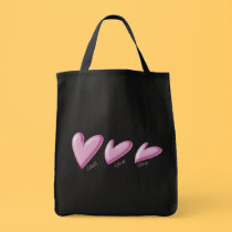 hearts pink letters love "black bag" tote bag by graphicdoodles hearts pink letters love "black bag" tote bag