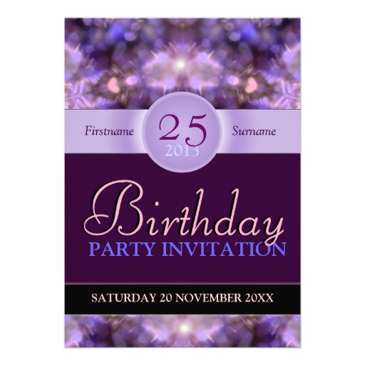 Hearts Purple Dreams Birthday Party Invitation
