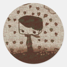 hearts rain round stickers