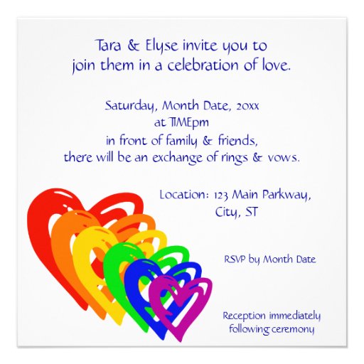 Hearts Rainbow Custom Invites