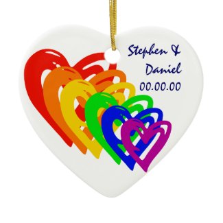 Hearts Rainbow Ornament