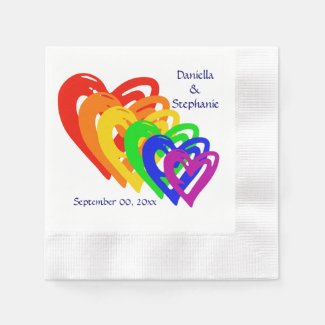 Hearts Rainbow Paper Napkins