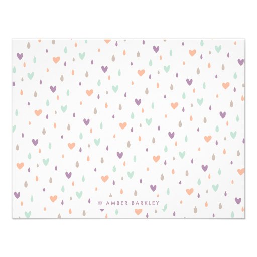 Hearts & Raindrops A2 Stationery - Plum Custom Invitations