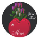 Hearts & Roses ,Customizable Round Stickers