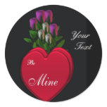 Hearts & Roses, customizable Round Sticker
