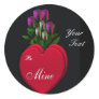 Hearts & Roses, customizable Round Sticker