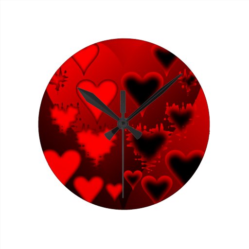 Hearts Round Wall Clocks