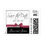 Hearts Save the Date Postage Stamps Pink Bow