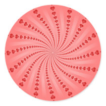 Hearts Spiral: Vector Artwork: Round Stickers