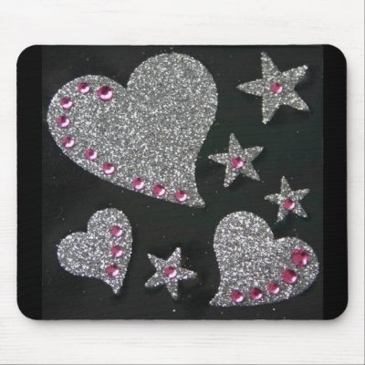 Hearts & Stars Bling mouse pad