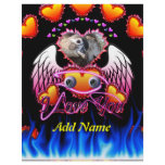 Hearts Trio with eyeballs angel wings I Love You Letterhead Template