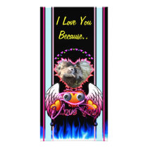 Hearts Trio with eyeballs angel wings I Love You Picture Card