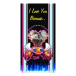 Hearts Trio with eyeballs angel wings I Love You Picture Card