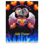Hearts Trio with eyes in fire and angel wings Letterhead