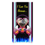Hearts Trio with eyes in fire and angel wings Picture Card