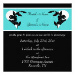 Hearts Turquoise and Black Wedding Invitation