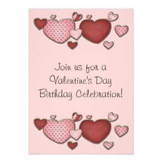 Hearts Valentine's Day Birthday Invite for Girls
