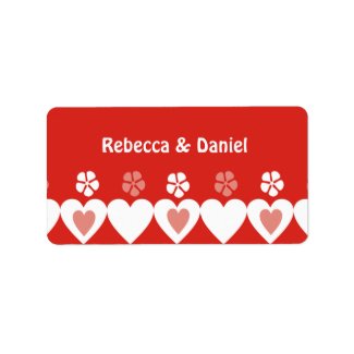 Hearts Wedding Favor Labels label