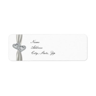 Hearts White Wedding Address Labels